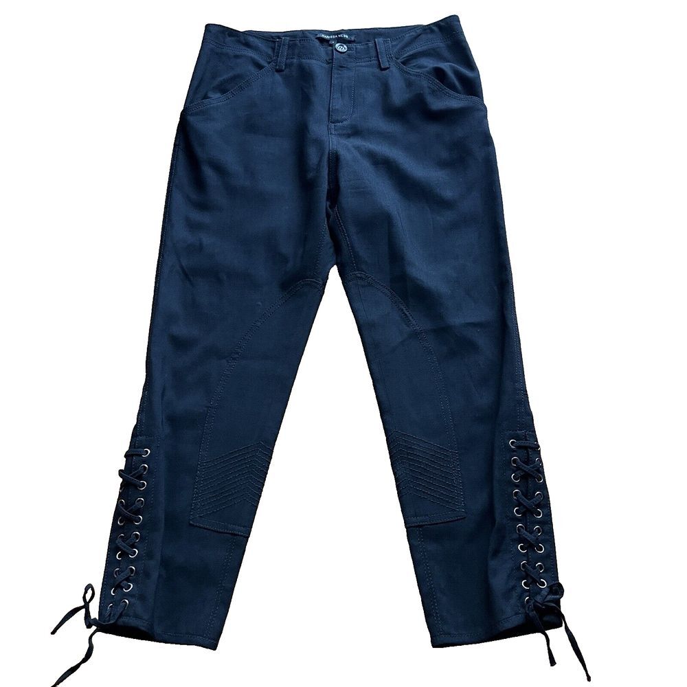 Marissa Webb Ankle Wool Blend‎ Crop Lace Up Detail Trouser Pants Size 4 Stretch